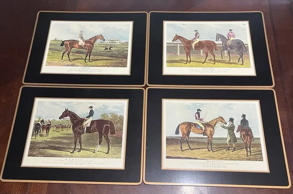 Vintage Pimpernel English Famous Race Horse Derby Winners Cork Placemats 15.5x12